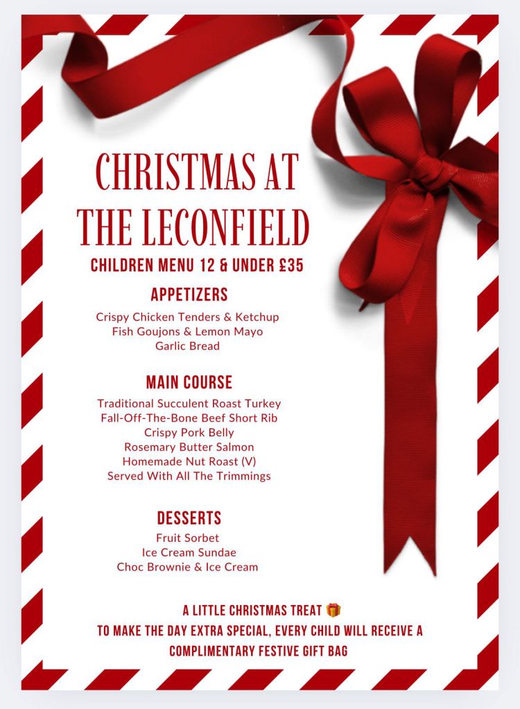 The Leconfield Pub & Kitchen - Christmas Day Children 12 and Under Menu